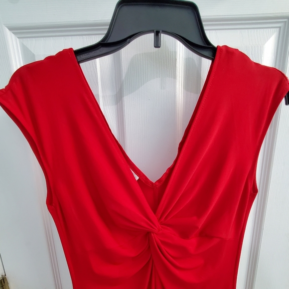 Sleeveless Bright Red Dress, 3/4 length, size 8 - Picture 2 of 3